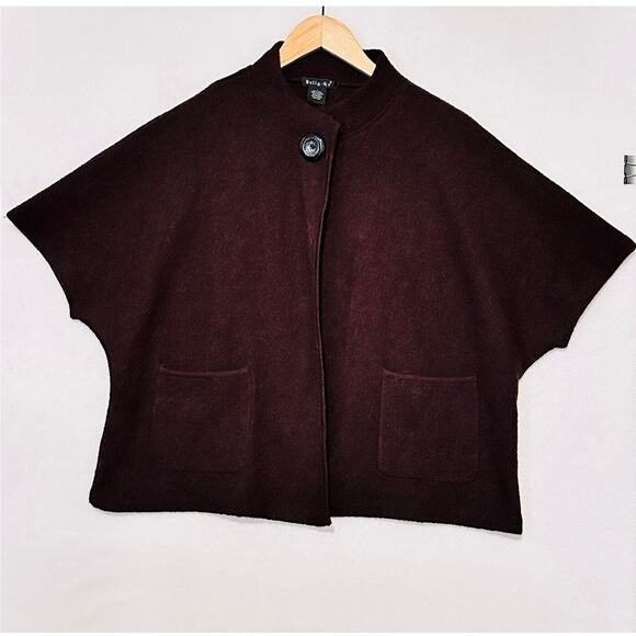 Tally Ho 100% Wool Cape Sweater Women Sz S Lagenlook Boho Style - Picture 1 of 6